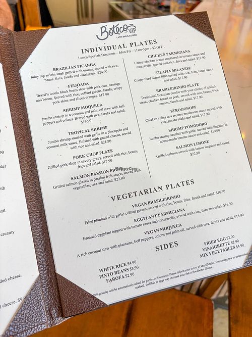 Menu  at Boteco VIP in South Carolina