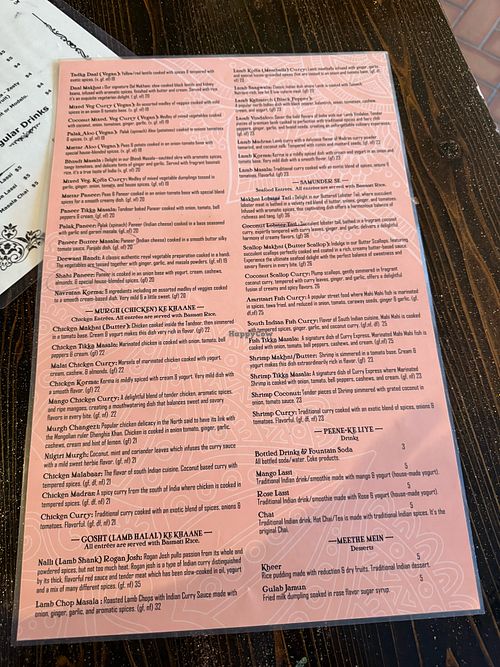 menu back: veg stuff top-left at Curry Express  in Belgrade