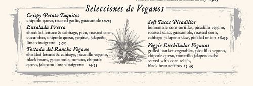 Vegan section  at Sandbar in Santa Barbara