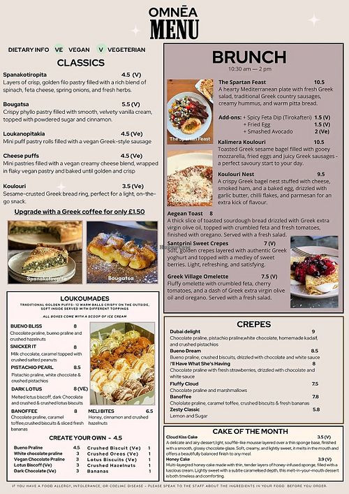 Menu (June 2025) at Omnea in Wales