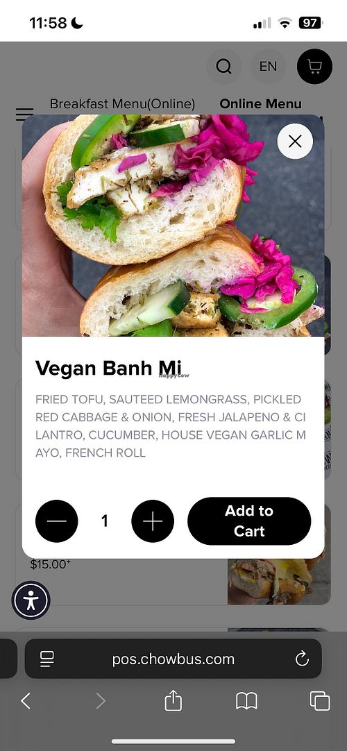 Vegan banh mi  at Sandwich Society in Santa Ana