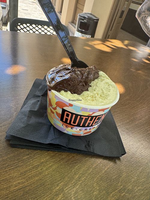 Vanilla & chocolate ice cream   at Authentico Ice Cream Shop in Chania