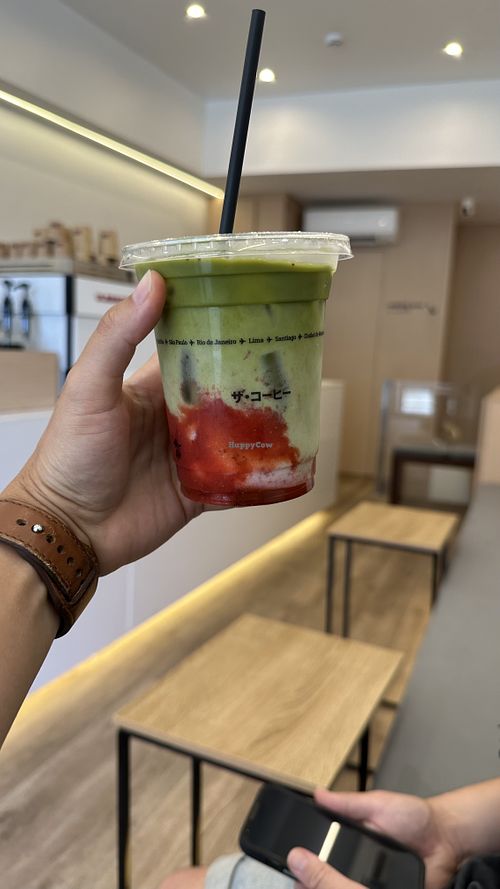 Strawberry Matcha with oat milk  at The Coffee in Porto