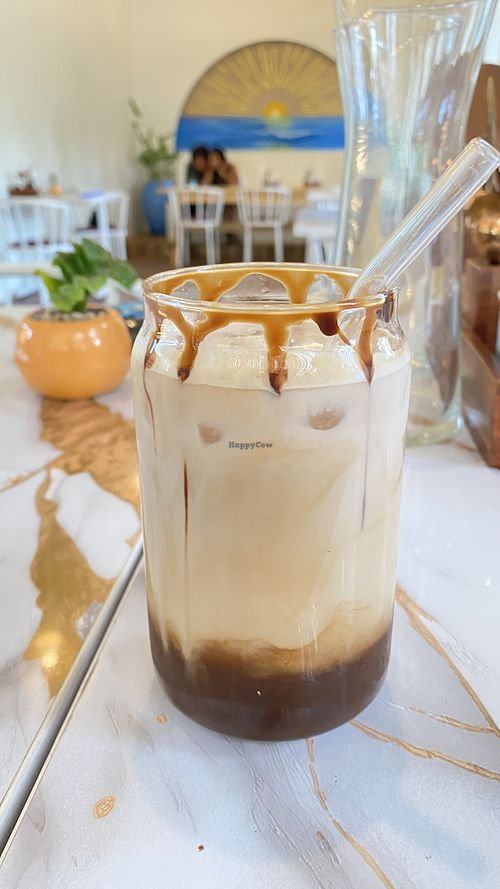 Iced vegan mocachino   at Bleu Bohème Cafè in Auroville