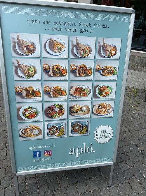 some menu options at Aplo Greek Kitchen (Stadtquartier Am Tacheles) in Berlin