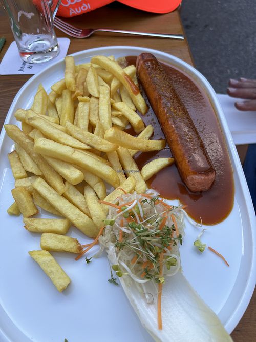 Vegan currywurst .  at Oberstdorfer Dampf Bier Brauerei in Oberstdorf