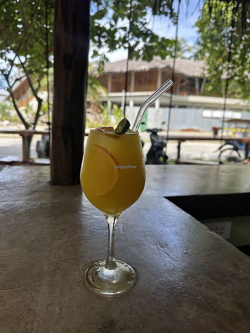 The sunset citrus juice, freshly squeezed   at The Wavy Moon in Siargao