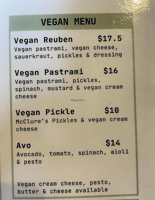 Vegan menu at Fika Coffee in Christchurch