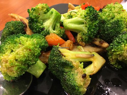 Veggie Squid, Seasonal Greens with X.O. at Lotus Vegetarian in Hong Kong Island