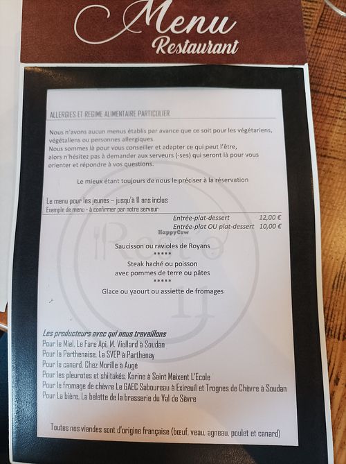 Menu at Rest'O 11 in Nouvelle-aquitaine