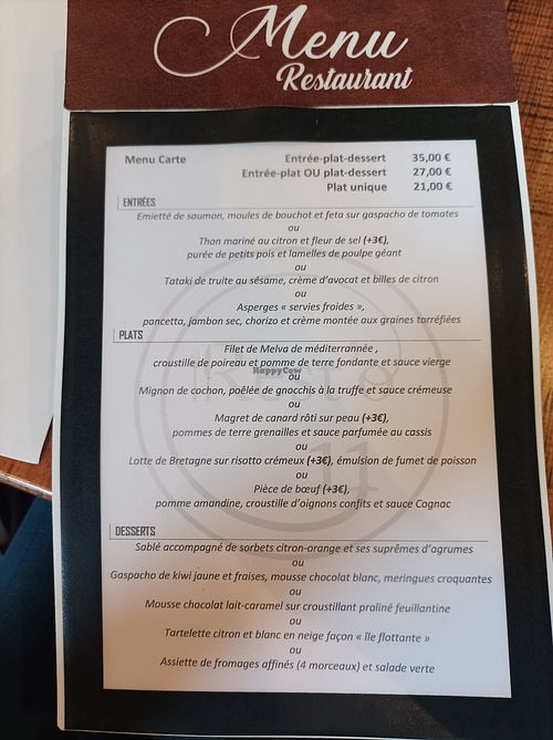 Menu at Rest'O 11 in Nouvelle-aquitaine
