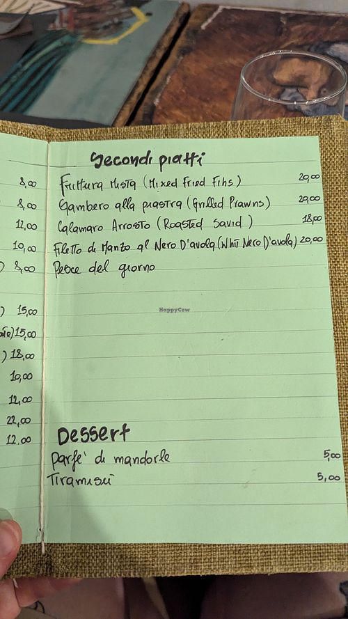 Menu page 2 at Il Vizietto Bistrot alla Vucciria in Sicilia