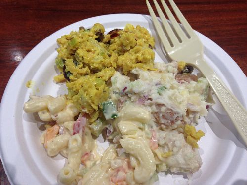 Vegan curried chicken, potato & macaroni salads at Mother Earth Storehouse in Kingston