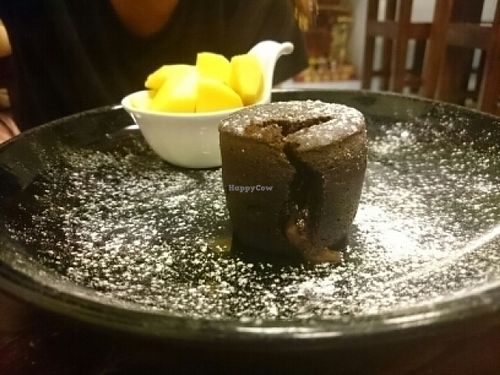 Was nervous about dairy in this mudcake, but they confirmed it was vegan.  at Mango in Bangkok