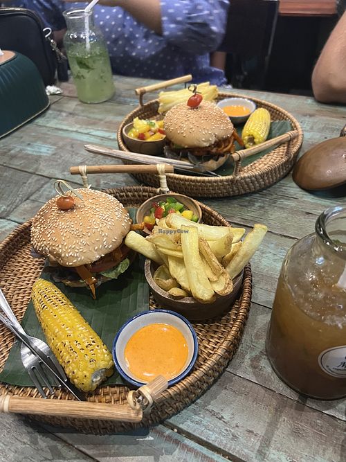 Pulled mushroom burgers  at Mango in Bangkok