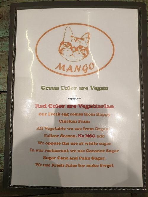 Vegan colour code at Mango in Bangkok