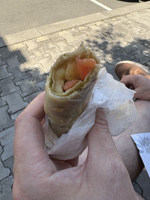 Vegan pesto, vegan cheese, tomato in this crepe  at Creperie - Crepes, Sozopol - Палачинкарница - палачинки, Созопол in Burgas