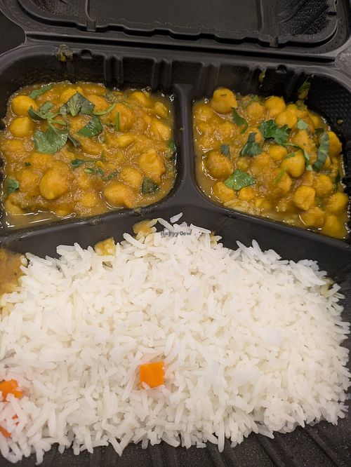 Vegan chana masala at K & C Food Mart in Aberdeen