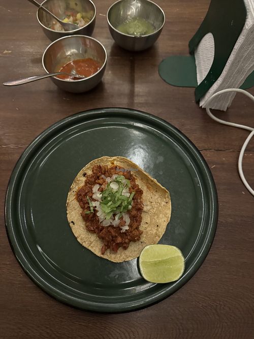 Taco con chorizo vegano  at Cerquita Al Cielo in Riohacha
