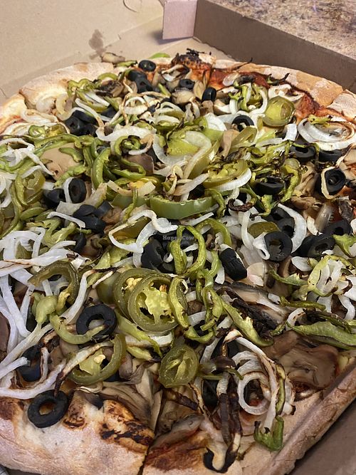 Vegetarian Pizza no Pineapple and NO Cheese  at Tucos Pizza in San Quintin