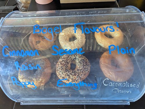 Bagel options at UE Bagels Miami in Miami