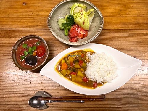 Japanese curry with tomato soup  at Minpaku Mikuniya - 民泊みくにや in Mie