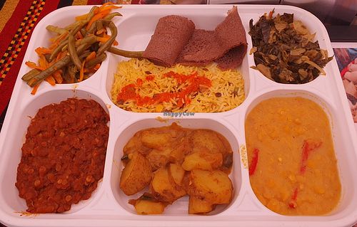 Have it as a tray or one big box. at Ethiopian Vegan Eats in East London