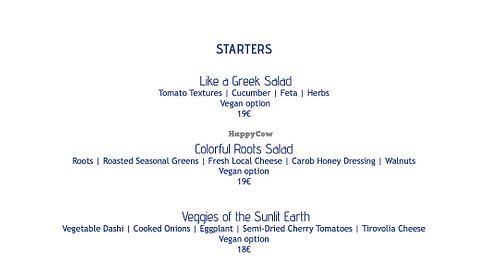 Vegan Options for starters  at LAFS Restaurant in Tourlos