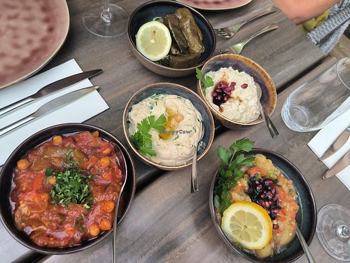 Various plates from the cold ""tapas"" at Beirut Plaza Restaurant in Wavre
