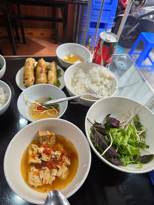 So good! Free with dishes ordered is the rice, salad and a delicious tofu dish. at Ba Nhất Root Vegetables Restaurant  in Hanoi