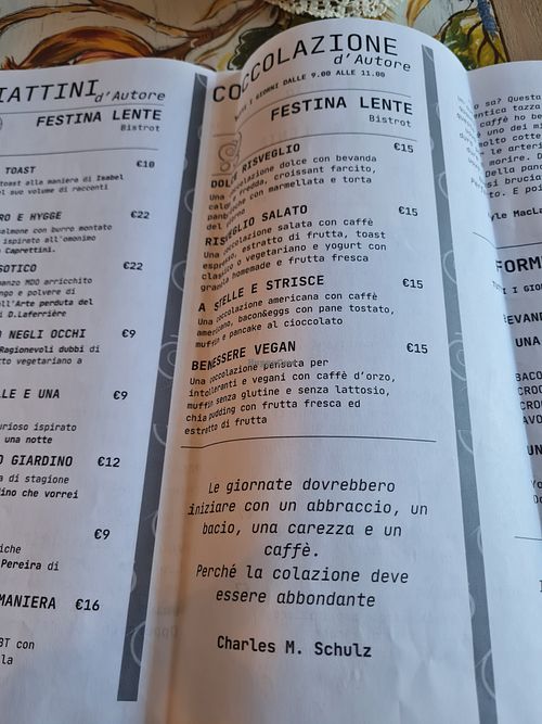 Menu at Festina Lente Bistrot in Seregno