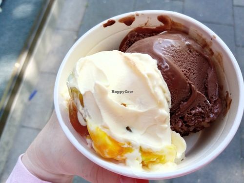 vegan nutella & vegan lime-maracuja at Melodia Gelateria in Nordrhein-westfalen