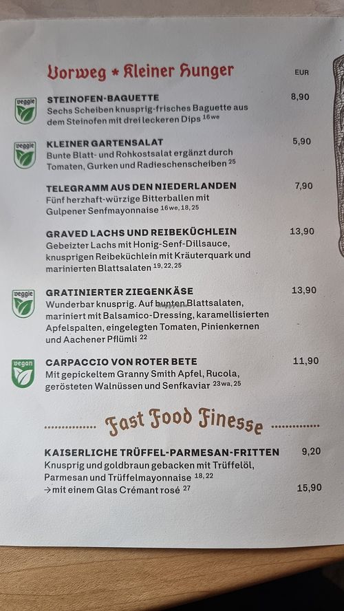 Starters at Postwagen Zum Ratskeller in Aachen