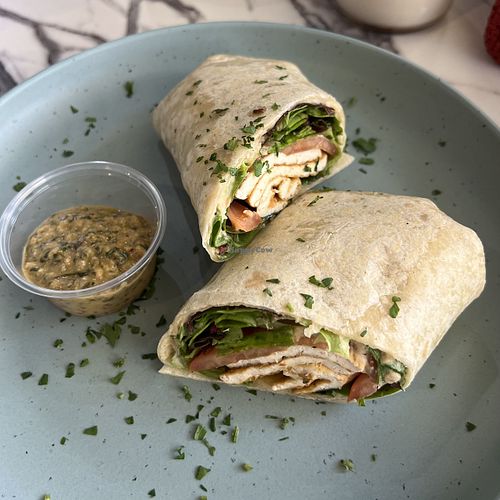tofu wrap w hummus instead of tzatziki   at Zesty Olives in Laguna Niguel