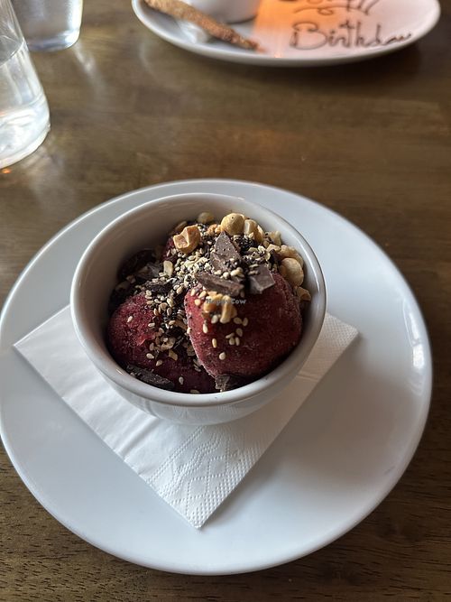 Blackcurrant sorbet  at Bridge Bar Restaurant | Ramelton in County Donegal