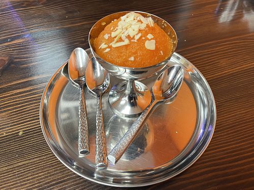 Kesari /Sooji Halwa prepared vegan!  at Dosa Hut in Hartford