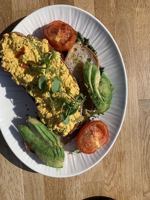 Scrambled tofu on sourdough   at The Meeting Place Café in Brighton