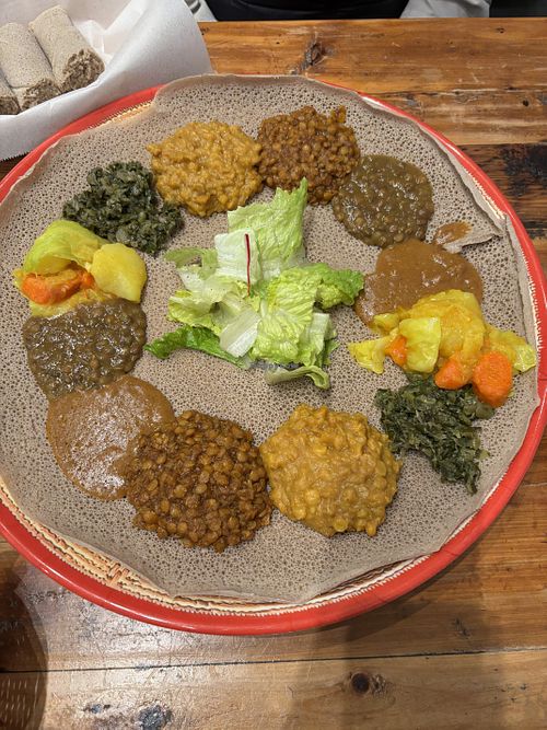 A double order of the Veggie Combo   at Lalibela Ethiopian Cuisine in Redding
