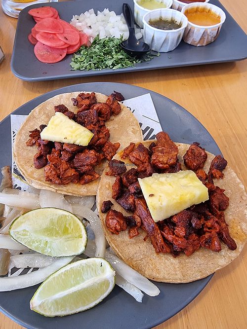 Vegan Al pastor tacos at Maiz Picante Taqueria in Santa Barbara