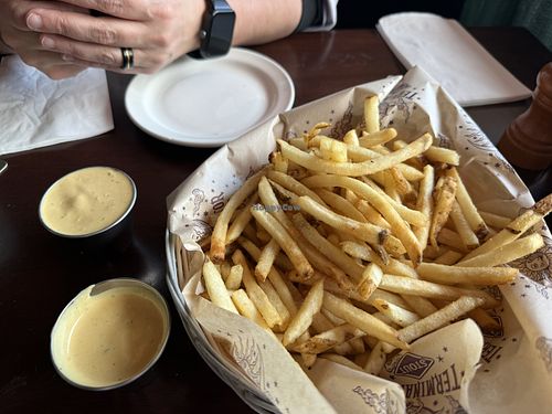 Fries and Mystic 18 sauce- vegan and gluten freee  at McMenamins Sherwood  in Sherwood