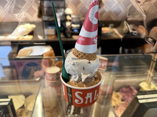 Freckled Mint Chocolate Chip, Peanut Butter Brittle Caramel Fudge  at Salt & Straw in Santa Rosa