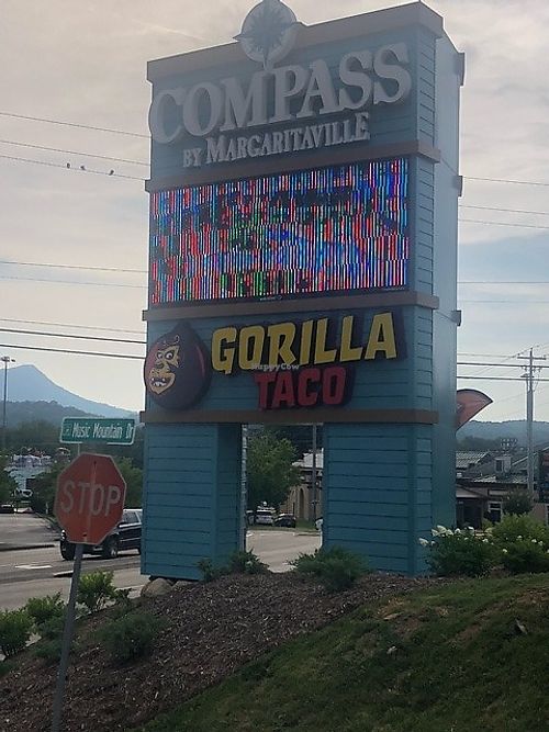 Sign from road at Gorilla Taco in Pigeon Forge