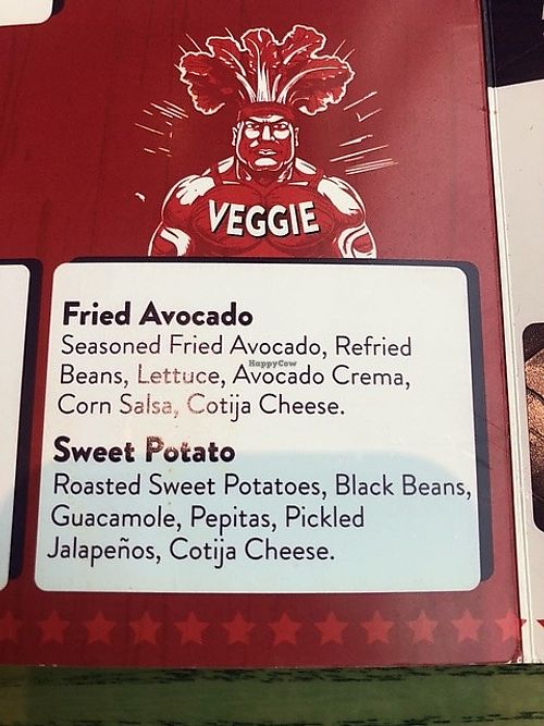 Small menu section.  Served with 2 tacos, which come with a side of beans and a side of rice.  at Gorilla Taco in Pigeon Forge