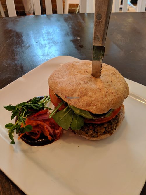 Veggie burger at Live Organic Food in Toronto