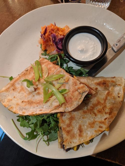 Black bean quesadillas at Live Organic Food in Toronto