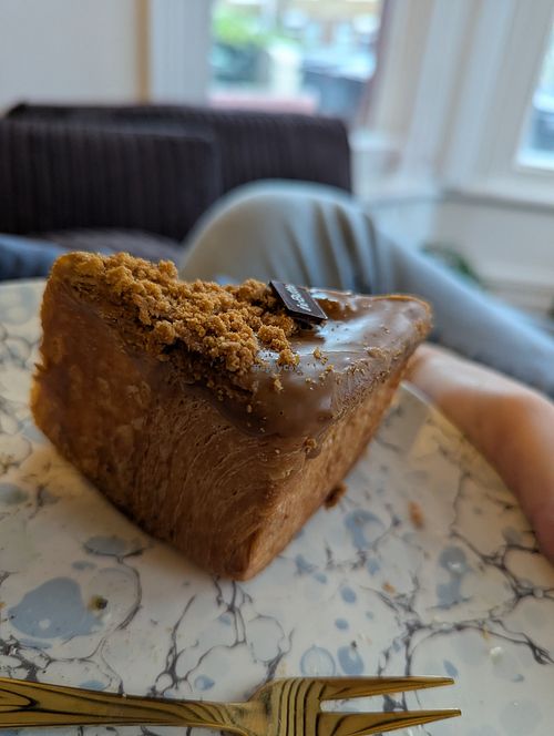 Biscoff croissant cube at The Bakehouse West in Wirral