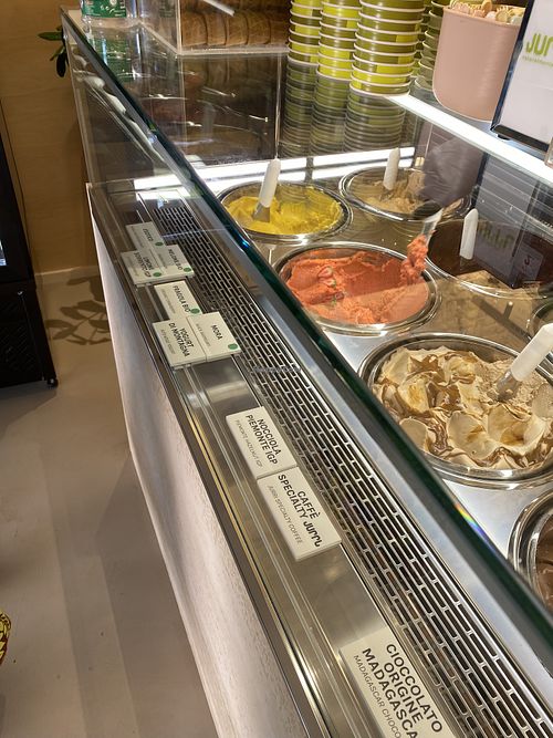 Items with green stickers are vegan  at Jurri in Desenzano Del Garda