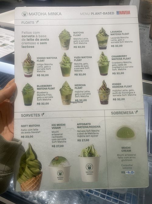 Frente do cardápio vegano  at Matcha Minka in São Paulo