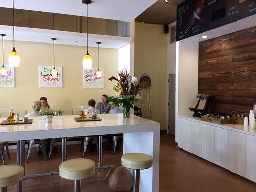 Interior seating area at The Chickpea in West Palm Beach