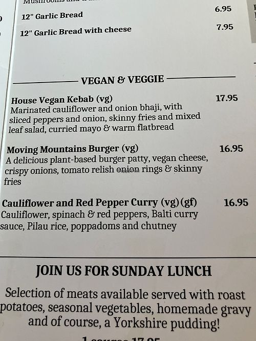 Menu  at The Greyhound Inn in Maryland
